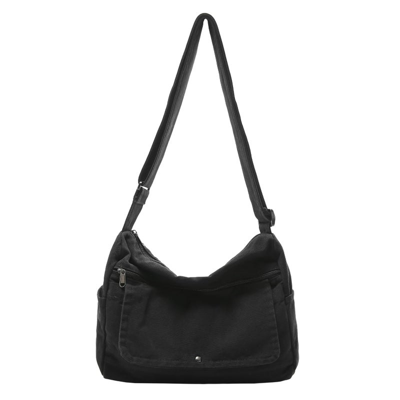 PRAGARI Canvas Messenger Bag for Women Hobo Crossbody Shoulder Bag Vintage Satchel Tote Handbag with Multiple Pockets - Image 1