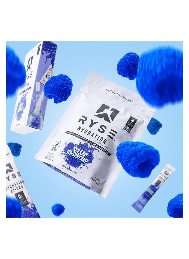 Hydration Electrolytes Sticks, Blue Raspberry, 16 Sticks