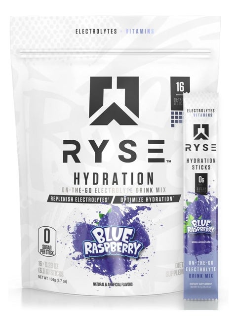 Hydration Electrolytes Sticks, Blue Raspberry, 16 Sticks