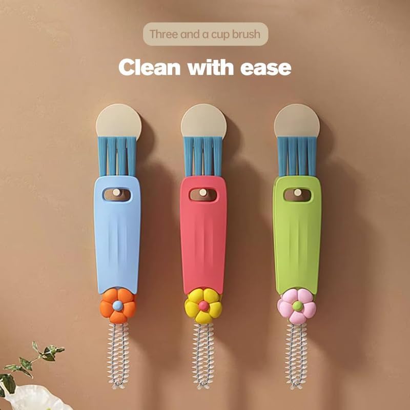 Sueea 3 in 1 Cup Lid Cleaning Brush, 2024 Multifunctional Crevice Portable Cup Lid Cleaning Brush for Bottle Gap Tight Spaces Cup (B-3 PCS) - Image 3