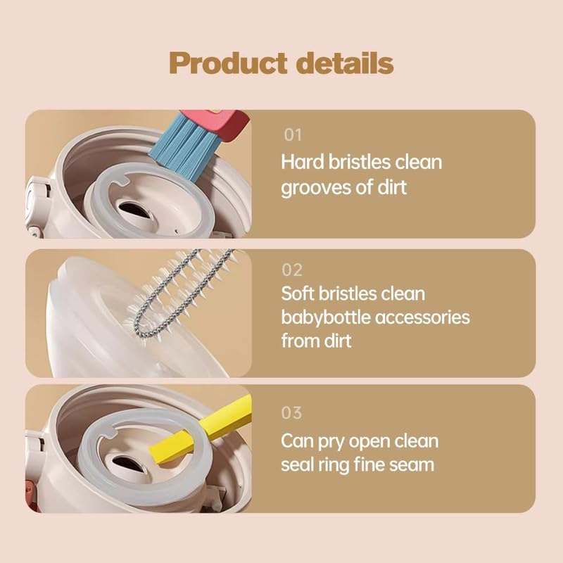 Sueea 3 in 1 Cup Lid Cleaning Brush, 2024 Multifunctional Crevice Portable Cup Lid Cleaning Brush for Bottle Gap Tight Spaces Cup (B-3 PCS) - Image 4