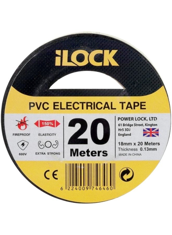 iLOCK Black Electrical Insulation Tape - 20 Meters, Fireproof & Extra Strong - Image 3