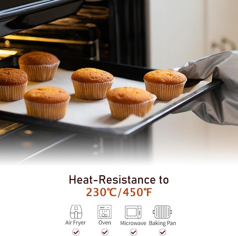 Zxtor 140 Parchment Paper Sheets for Baking, 40 GSM, Non-Stick, Food-Grade, Double-Sided Silicone Coated, Grease-Proof for Cooking, Grilling, Wrapping, Air Frying and Roasting Size 10" x 10" in White - Image 4