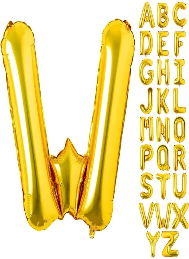 Goldedge 32 Inch Large Gold Letter W Balloons Helium Balloons,Foil Mylar Big Balloons for Birthday Party Anniversary Supplies Decorations 