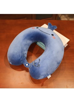 Portable U-Shape Memory Foam Neck Pillow for Travel Blue whale (memory cotton removable and washable)