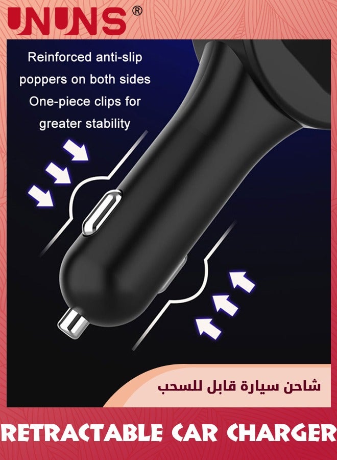 UNUNS Retractable Car Charger,Fast Charge 3.1A 40W,Retractable Cables(3Ft) And 2 USB Ports Car Charger Adapter,Compatible With Cell Phones,Samsung Galaxy,Android,iPhone,iPad,Car Accessories Interior - Image 5