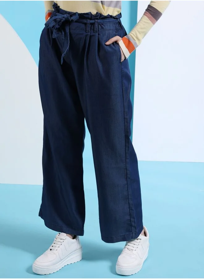 Freehand Women Flared Solid High-Rise Denim Pants
