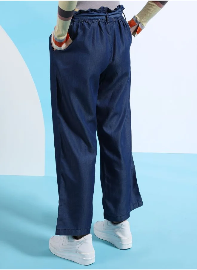 Freehand Women Flared Solid High-Rise Denim Pants