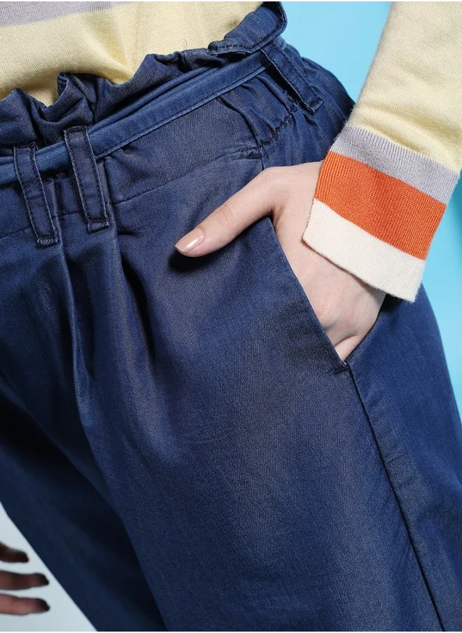 Freehand Women Flared Solid High-Rise Denim Pants