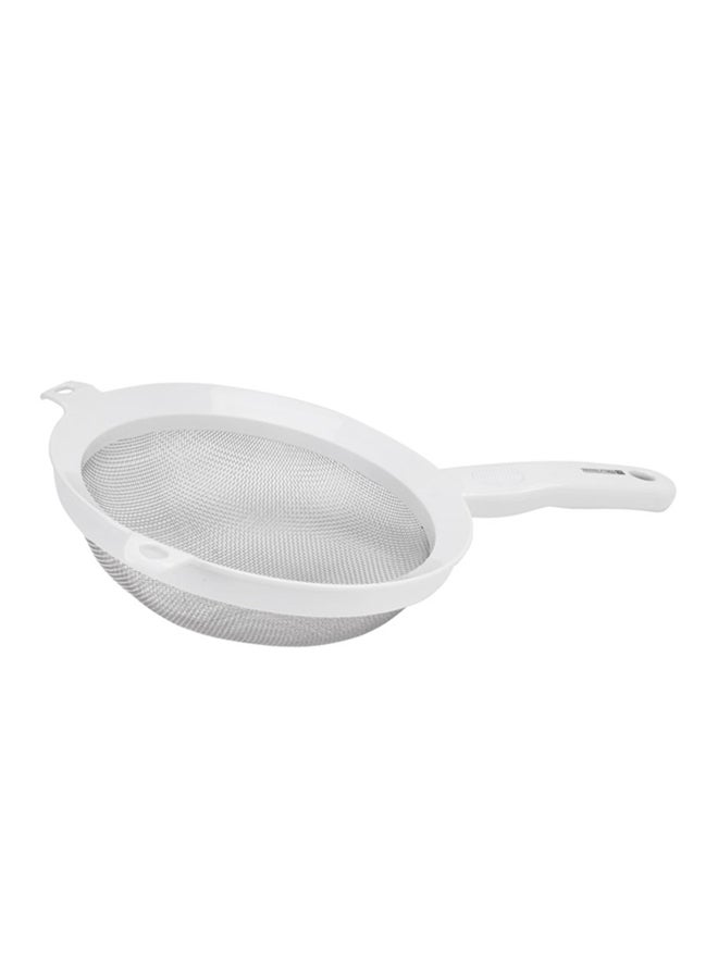 Royalford 8 Inch Strainer Stainless Steel With Abs Handle 34.5X20.5X7.5Cm White Frame White/Silver 8inch - Image 2