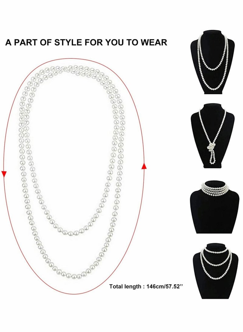 Barakah Party Dress Up Set, 1920s Flapper Accessories Set for Women, Fancy Dress Party Accessories with Flapper Headband Long Gloves Pearl Necklace, Theme Party Accessories - Image 4