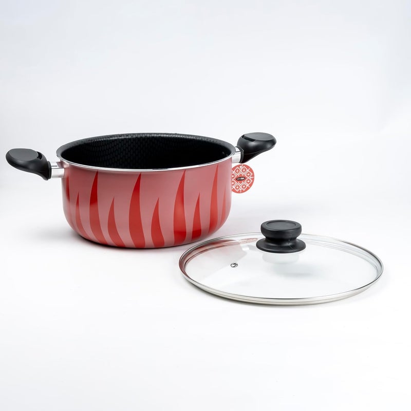 SENSTAN Flame Design Non-Stick Casserole with Lid and, Stew Pot Suitable for Gas, Electric, Induction, and Ceramic Stove Dutch Oven - 22cm - Image 3