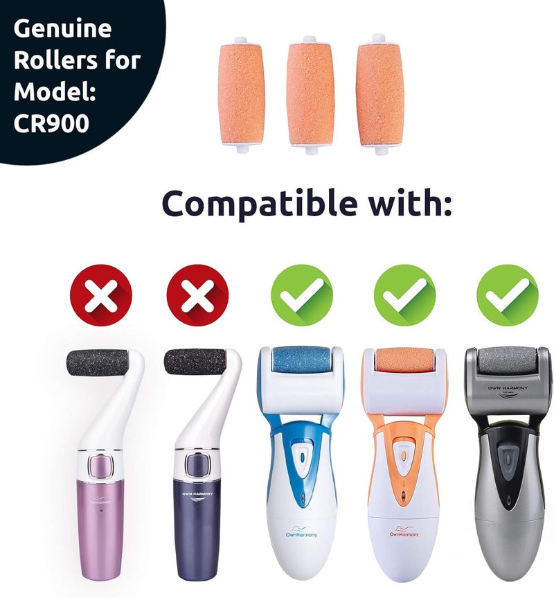 Own Harmony Extra Coarse 3 Refill Rollers Best Fit for Electric Callus Remover CR900 - Foot Care for Healthy Feet - Pedicure File Tools - Replacement 3 Pack Extra Coarse (Peach) - Image 2