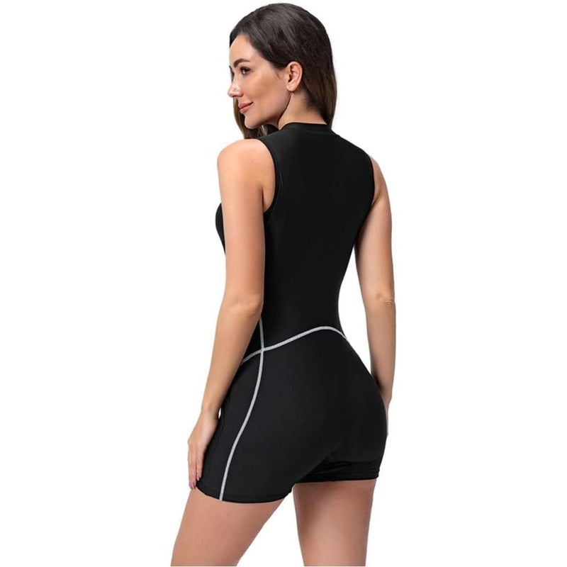Womens One Pcs Swimsuit Less Sleeve Swimsuit Rash Guard Bathing Suit Boyleg Bottom UPF 50+ Surfing Swimwear Built in Bra - Image 5