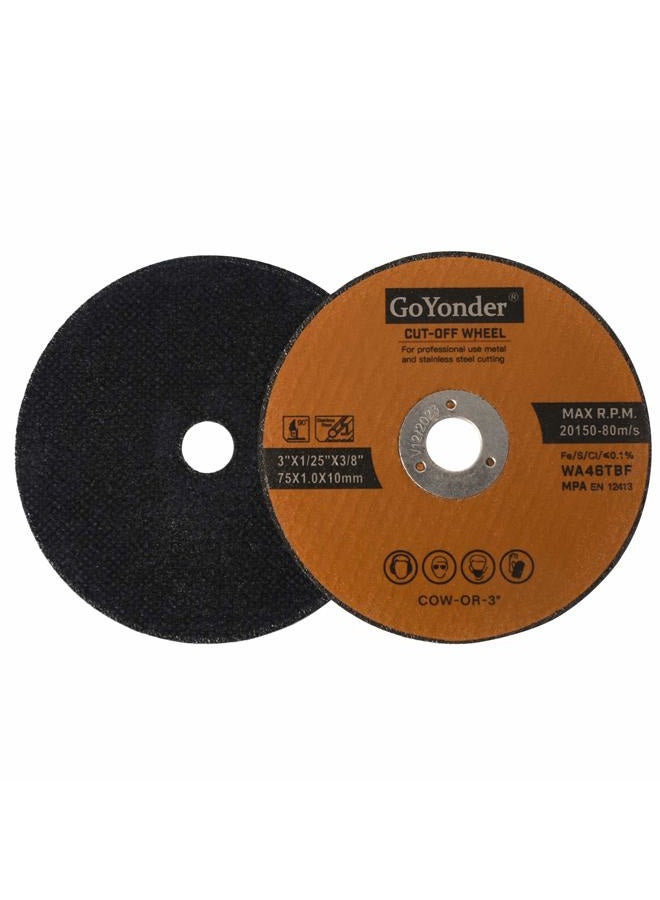 GoYonder 75 x 1 mm Ultra Thin Stainless Steel Cutting Discs for Angle Grinder, 3" Cutting Blades for Metal, Stainless Steel 50 Packs - Image 1