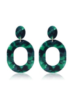 YAHPERN Acrylic Earrings For Women Girls Statement Geometric Earrings Resin Acetate Drop Dangle Earrings Mottled Hoop Earrings Fashion Jewelry (Green)  - Image 1