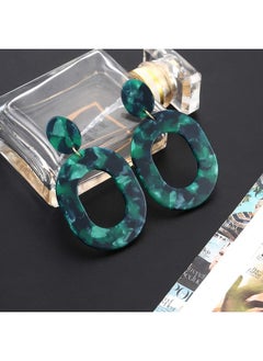 YAHPERN Acrylic Earrings For Women Girls Statement Geometric Earrings Resin Acetate Drop Dangle Earrings Mottled Hoop Earrings Fashion Jewelry (Green)  - Image 3
