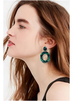YAHPERN Acrylic Earrings For Women Girls Statement Geometric Earrings Resin Acetate Drop Dangle Earrings Mottled Hoop Earrings Fashion Jewelry (Green)  - Image 2