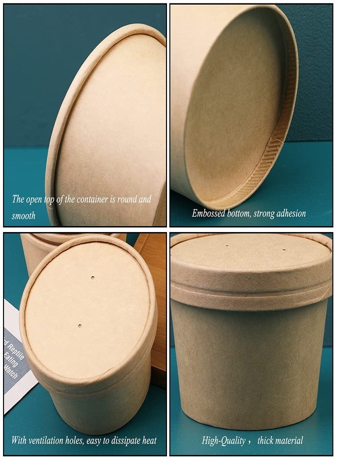 Wuadua 8 oz 50 Pack Paper Soup Containers with lids, Disposable Kraft Food Cups, Soup Cups Paper Ice Cream Cup, Dessert Cup, Yogurt Ice Cream Containers. Great For Restaurants, Take Outs, or To-Go Lunch - Image 4