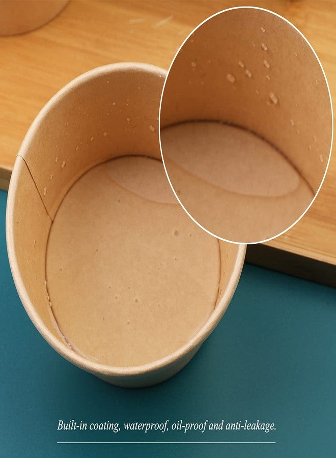 Wuadua 8 oz 50 Pack Paper Soup Containers with lids, Disposable Kraft Food Cups, Soup Cups Paper Ice Cream Cup, Dessert Cup, Yogurt Ice Cream Containers. Great For Restaurants, Take Outs, or To-Go Lunch - Image 5