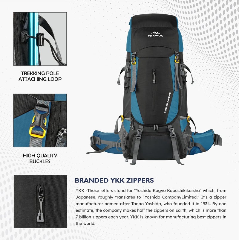 Trawoc حقيبة ظهر ترافوك تيراباوند 60 لتر للتخييم - Image 2