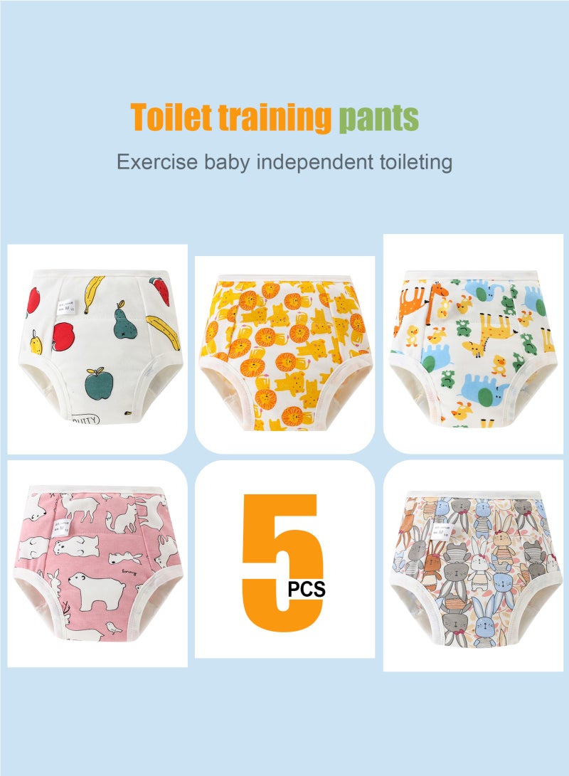 URbazaar Baby Potty Training Underwear for Boys and Girls, 5 Pack Absorbent Training Pants for Toddlers with Printed Reusable Cotton Toilet Training Pants for 8-13kg Kids (2-4 Years) - Image 2