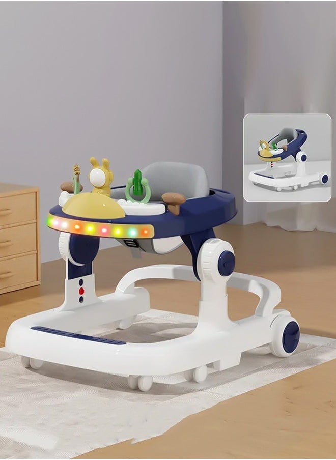 BAYBEE - 2 in 1 Baby Walker for Kids, Baby Push Walker with 3 Adjustable Height, Speed Adjustable, Foldable Kids Walker with Light, Tray & Musical Toddler Walker for Baby 6 to 24 Months Boy Girl Blue - Image 1