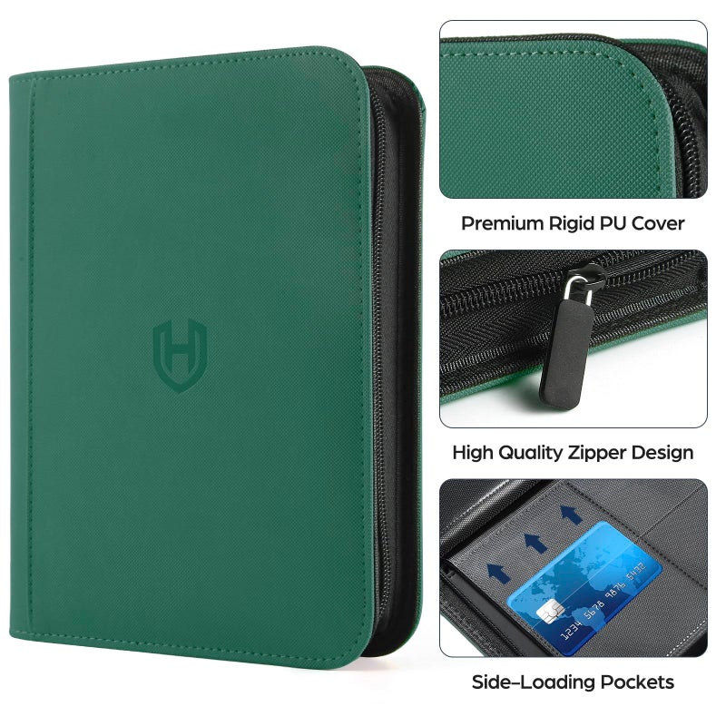 Pemocyny Card Binder 4 Pocket with Zipper, 288 Pockets Trading Card Holder Book, Premium PU Cover Zip Folder Binder, Side Loading Carrying Case Binder Album for TCG, MTG, Sports Cards, Game Cards - Image 2