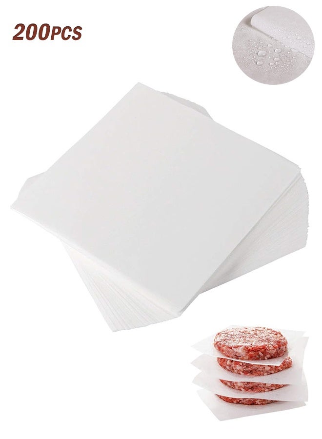 سويت لايف 200 قطعة من ورق البرشمان للخبز، ورق فطيرة الهامبرجر، ورق شمع غير لاصق مربع مقاس 5.5 بوصة لضغط البرجر، قطع بسكويت منفصلة - Image 1