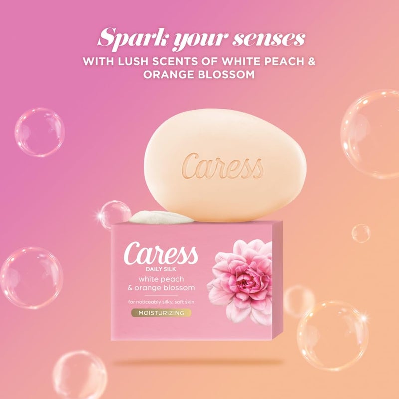 Caress صابون بار كيريس للجمال لبشرة ناعمة بشكل ملحوظ - مستخلص حرير يومي وزيت زهور 3.15 أونصة 3 قطع - Image 3