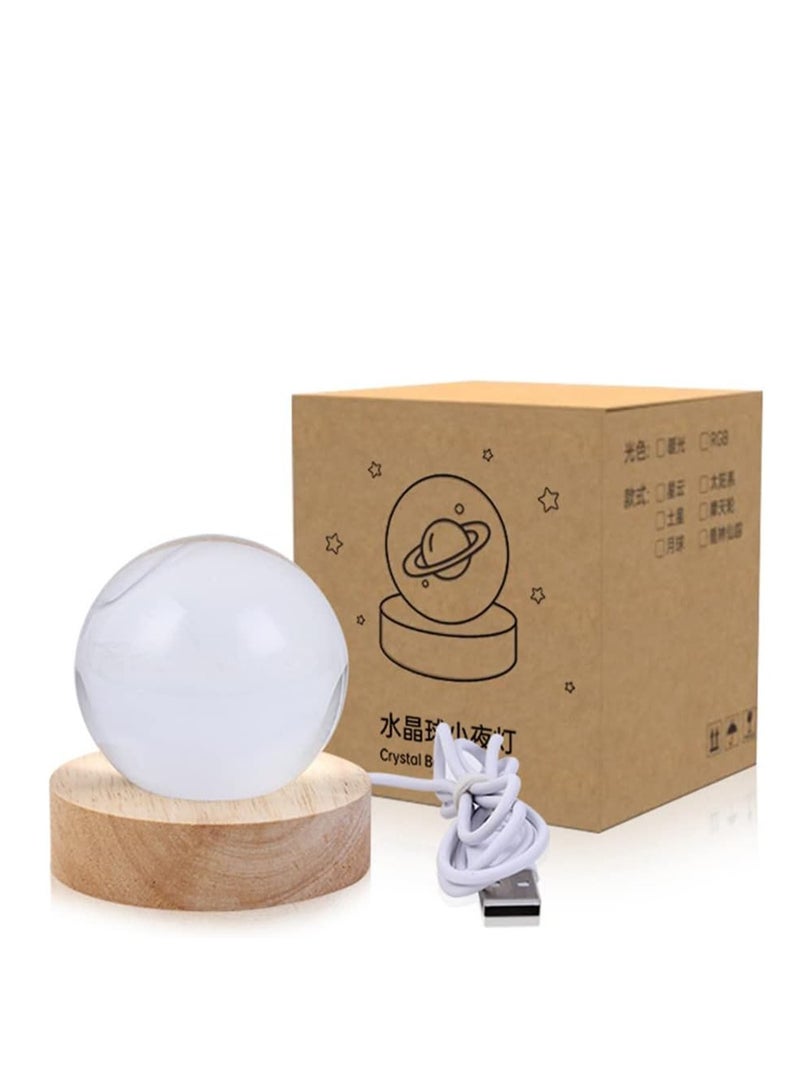 3D Nightlight, Crystal Ball Night Warm Light, Table Lamp with Wood Base, 16 Color Variations, Holidays, Birthdays,  (8 cm Crystal Ball + 7 x 2 cm Base) - Image 4