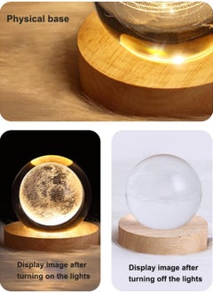 Generic 3D Nightlight, Crystal Ball Night Warm Light, Table Lamp with Wood Base, 16 Color Variations, Holidays, Birthdays,  (8 cm Crystal Ball + 7 x 2 cm Base)  - Image 2