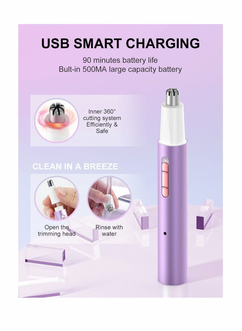 SYOSI Nose Hair Trimmer for Women& Eyebrow Trimmer USB Rechargeable，Facial Hair Remover for Women，3 in 1 Eyebrow Razor and Painless Hair Remover，IPX6 Waterproof Dual Edge Blades for Easy Cleansing - Image 3