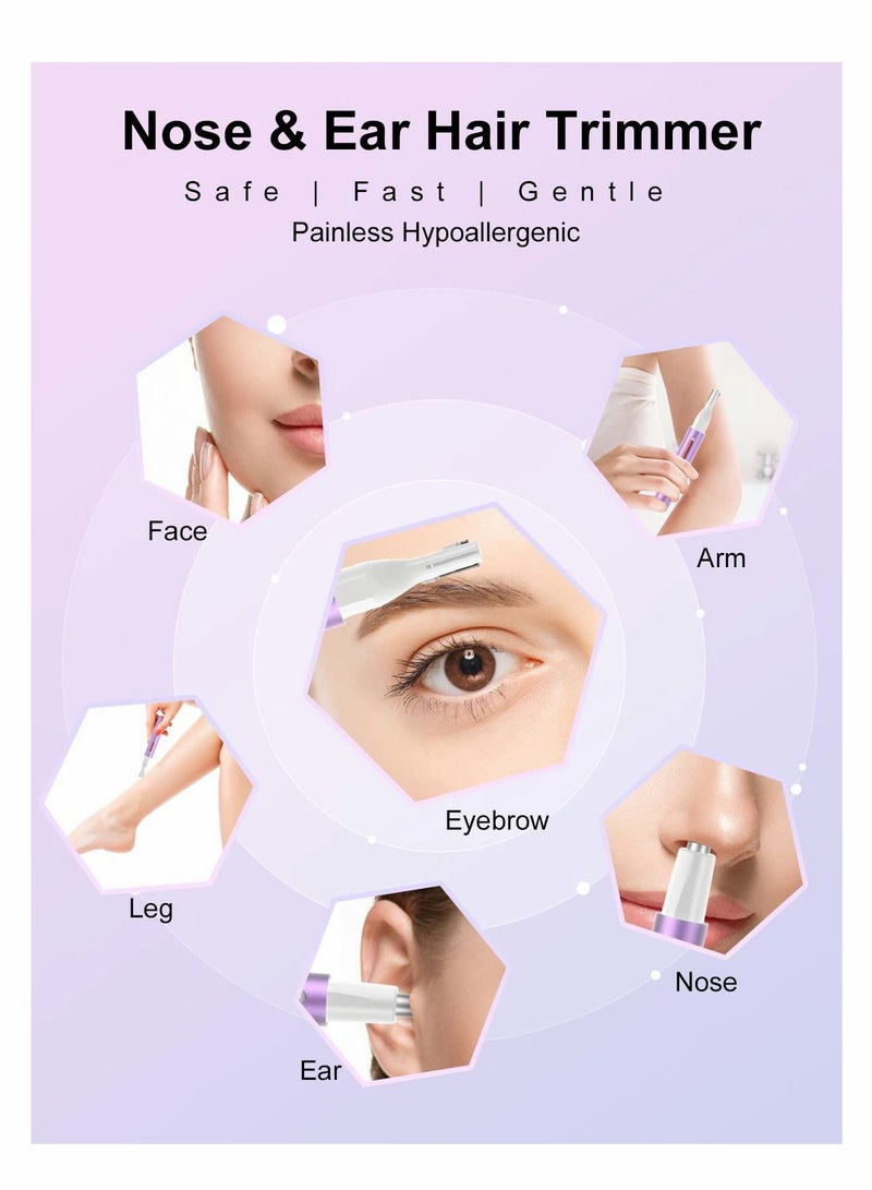 SYOSI Nose Hair Trimmer for Women& Eyebrow Trimmer USB Rechargeable，Facial Hair Remover for Women，3 in 1 Eyebrow Razor and Painless Hair Remover，IPX6 Waterproof Dual Edge Blades for Easy Cleansing - Image 5