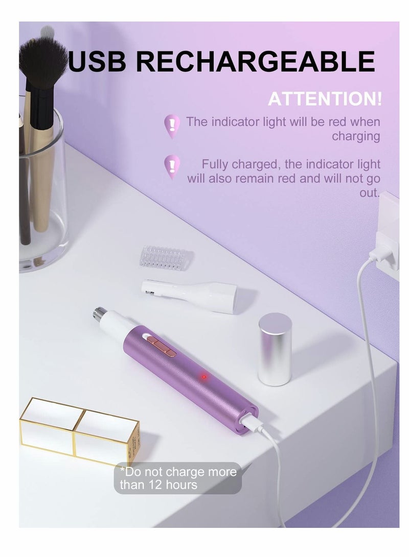 SYOSI Nose Hair Trimmer for Women& Eyebrow Trimmer USB Rechargeable，Facial Hair Remover for Women，3 in 1 Eyebrow Razor and Painless Hair Remover，IPX6 Waterproof Dual Edge Blades for Easy Cleansing - Image 2