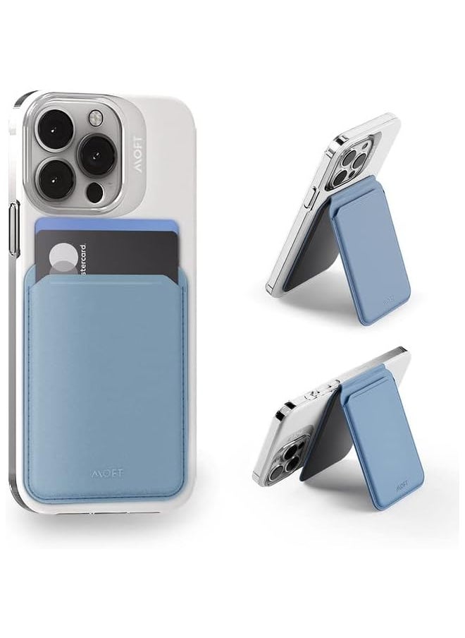 MOFT - محفظة MagSafe متوافقة مع هواتف iPhone 14 / iPhone 13 / iPhone 12 Series مع نافذة هوية مفتوحة واستخدام مريح للبطاقات وحامل قوي مع حامل هاتف بمفصلة فولاذية، Windyblue - Image 1