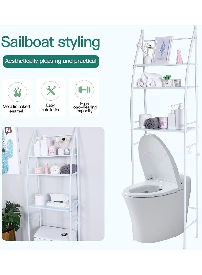 YumLock YumLock Dorsa Toilet Storage Rack, 3 Tier Over Commode Shelving, No Drilling, Easy To Assemble, High Capacity, Very Sturdy Space-Saving Shelf  - Image 4