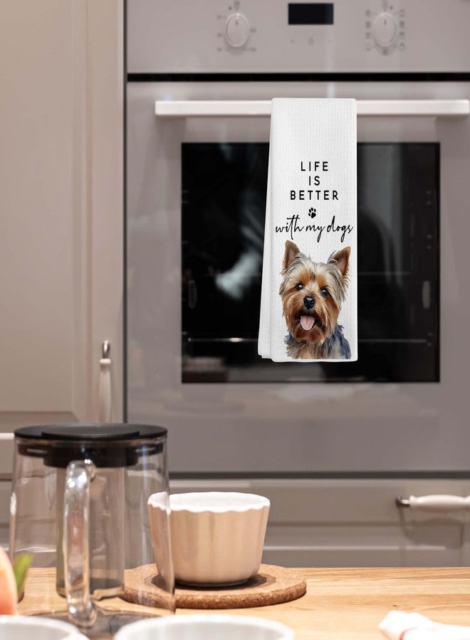 EJGFS ‘Life is Better with My Dogs’ Yorkie Themed Decorative Kitchen Towel 16"x24" - Hand Towel for Bathroom, Yorkshire Terrier Mom Gifts for Mother's Day, Birthday, Chritsmas, etc.(015) - Image 4