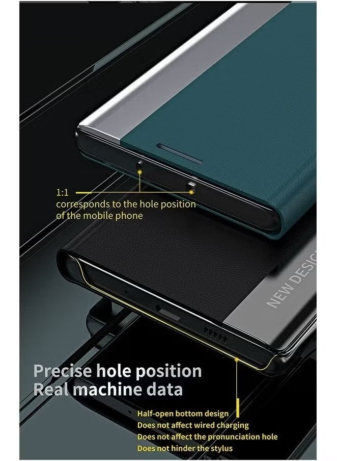 X-level Honor X9c Flip Case,Ultra Slim TPU Leather Full Body Protection Magnetic Stand Shockproof Phone Cover,Green - Image 3