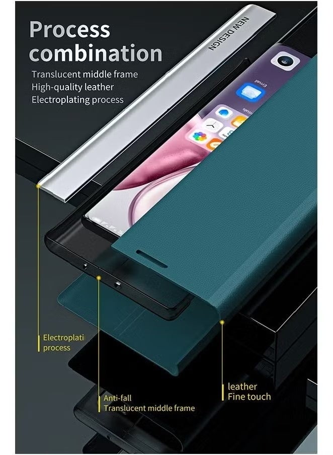 X-level Honor X9c Flip Case,Ultra Slim TPU Leather Full Body Protection Magnetic Stand Shockproof Phone Cover,Green - Image 4