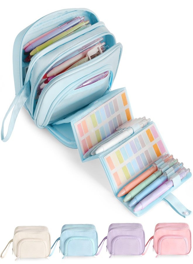 SANANT Large Capacity Pencil Case with Pull-out Structure - Multifunctional Extra Big Pencil Pouch Pen bag, Portable Stationery Organizer with Zipper, Office School Supplies for Teen Boys Girls, Blue - Image 1
