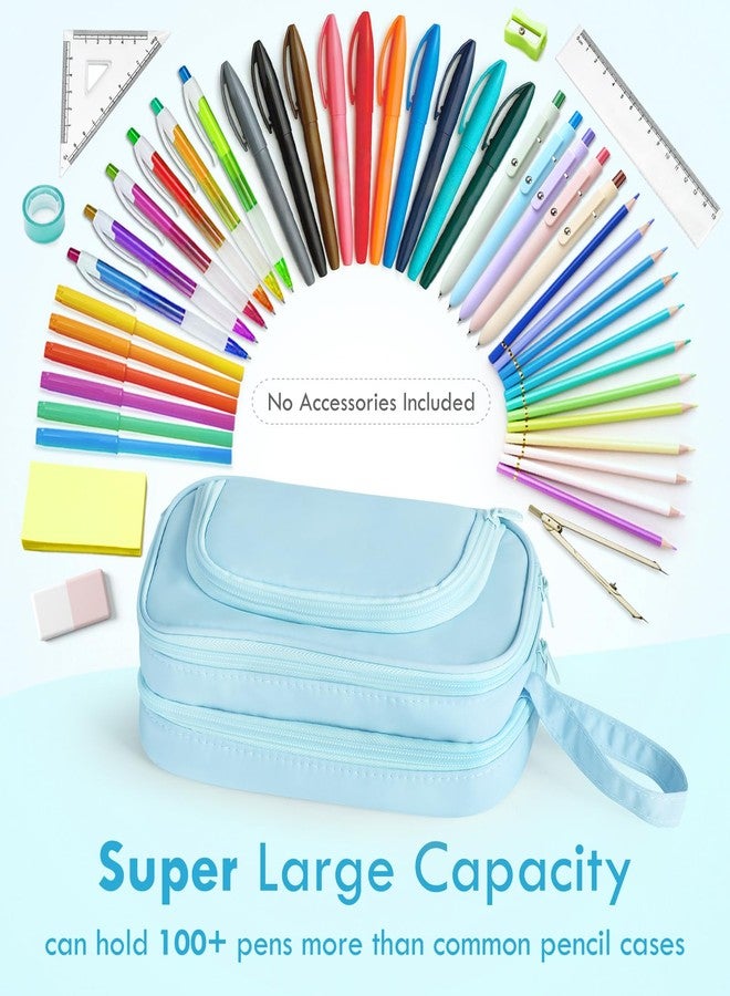 SANANT Large Capacity Pencil Case with Pull-out Structure - Multifunctional Extra Big Pencil Pouch Pen bag, Portable Stationery Organizer with Zipper, Office School Supplies for Teen Boys Girls, Blue - Image 5