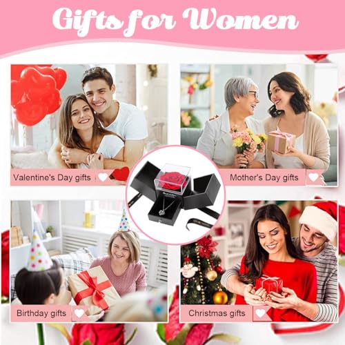 HASTHIP Women's Metal Rose Flower Gift Set - Eternal Rose Necklace with 'I Love U' Projection - Image 5