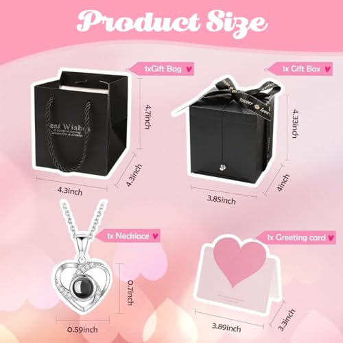 HASTHIP Women's Metal Rose Flower Gift Set - Eternal Rose Necklace with 'I Love U' Projection - Image 2