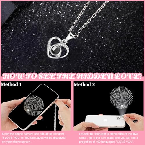 HASTHIP Women's Metal Rose Flower Gift Set - Eternal Rose Necklace with 'I Love U' Projection - Image 4