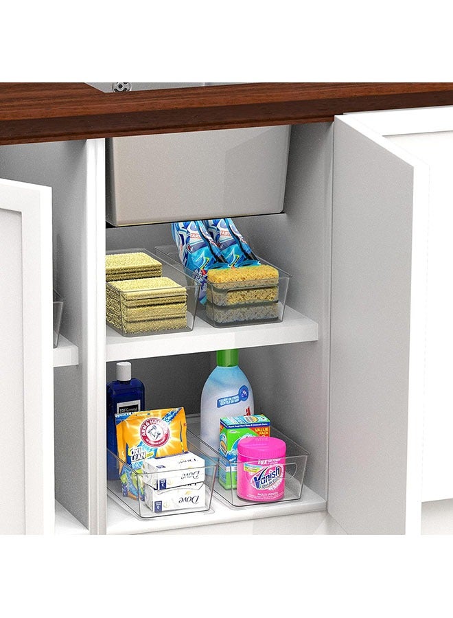 Set of 6 Refrigerator Organizers - Stackable Refrigerator Organizers with Hollow Handles for Refrigerators, Kitchens, Countertops, Cabinets - Clear Plastic Pantry Food Shelves