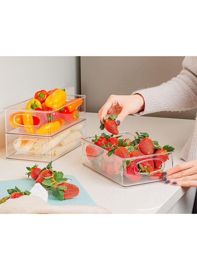 Arabest Set of 6 Refrigerator Organizers - Stackable Refrigerator Organizers with Hollow Handles for Refrigerators, Kitchens, Countertops, Cabinets - Clear Plastic Pantry Food Shelves  - Image 4