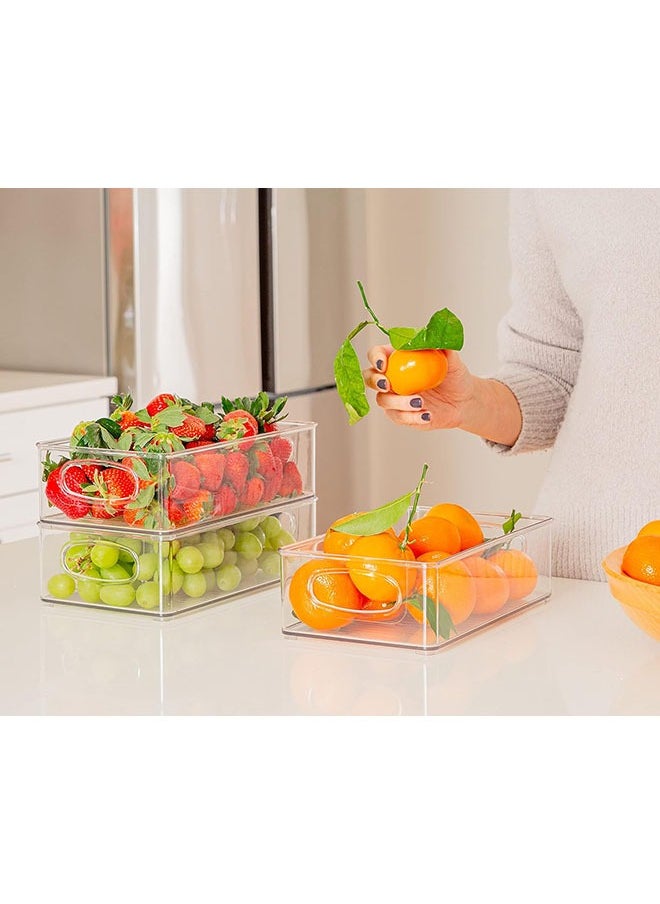 Arabest Set of 6 Refrigerator Organizers - Stackable Refrigerator Organizers with Hollow Handles for Refrigerators, Kitchens, Countertops, Cabinets - Clear Plastic Pantry Food Shelves  - Image 5