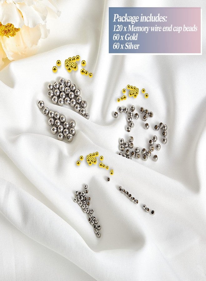 Canlierr 120 Pieces Memory Wire End Caps 3mm 4mm 5mm Stainless Steel Cord End Caps Half Drilled Beads for Earrings Necklace Bracelet Jewelry Making DIY Crafts(Gold, Silver) - Image 4