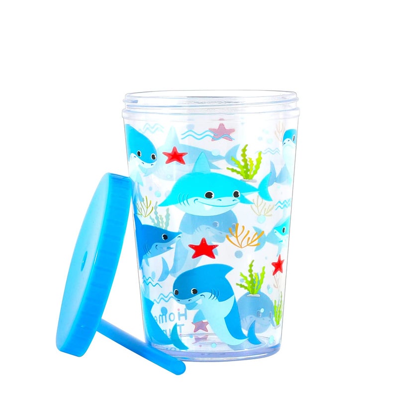 Home Tune 16oz Kids Tumbler Water Drinking Cup 4 Pack - BPA Free, Straw Lid Cup, Reusable, Lightweight, Spill-Proof Water Bottle with Cute Design for Girls & Boys - Shark, Car, Space, Dinosaur - Image 3
